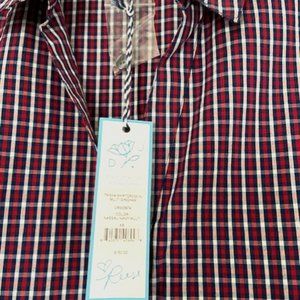 Draper James Trisha Shirtdress Gingham Multi Navy Red White Plaid Size XS NWT